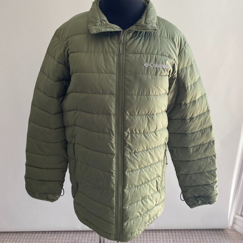 Columbia Olive Green Long Sleeves Full Zip Hooded Puffer Size Small